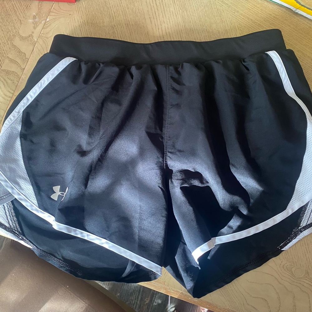 Under Armour Women’s Black Athletic Shorts with White Trim